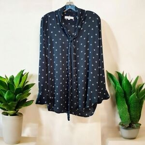 66.Loft Polka Dot Black Blouse